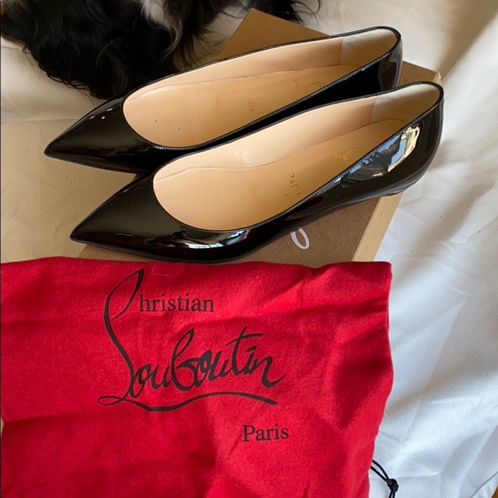 Louboutin Black Leather Flats